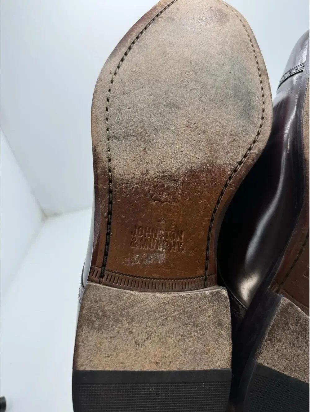 Mens 13 D/B Johnston & Murphy Melton Cap-Toe Shoes Burgundy Leather Oxford Dress